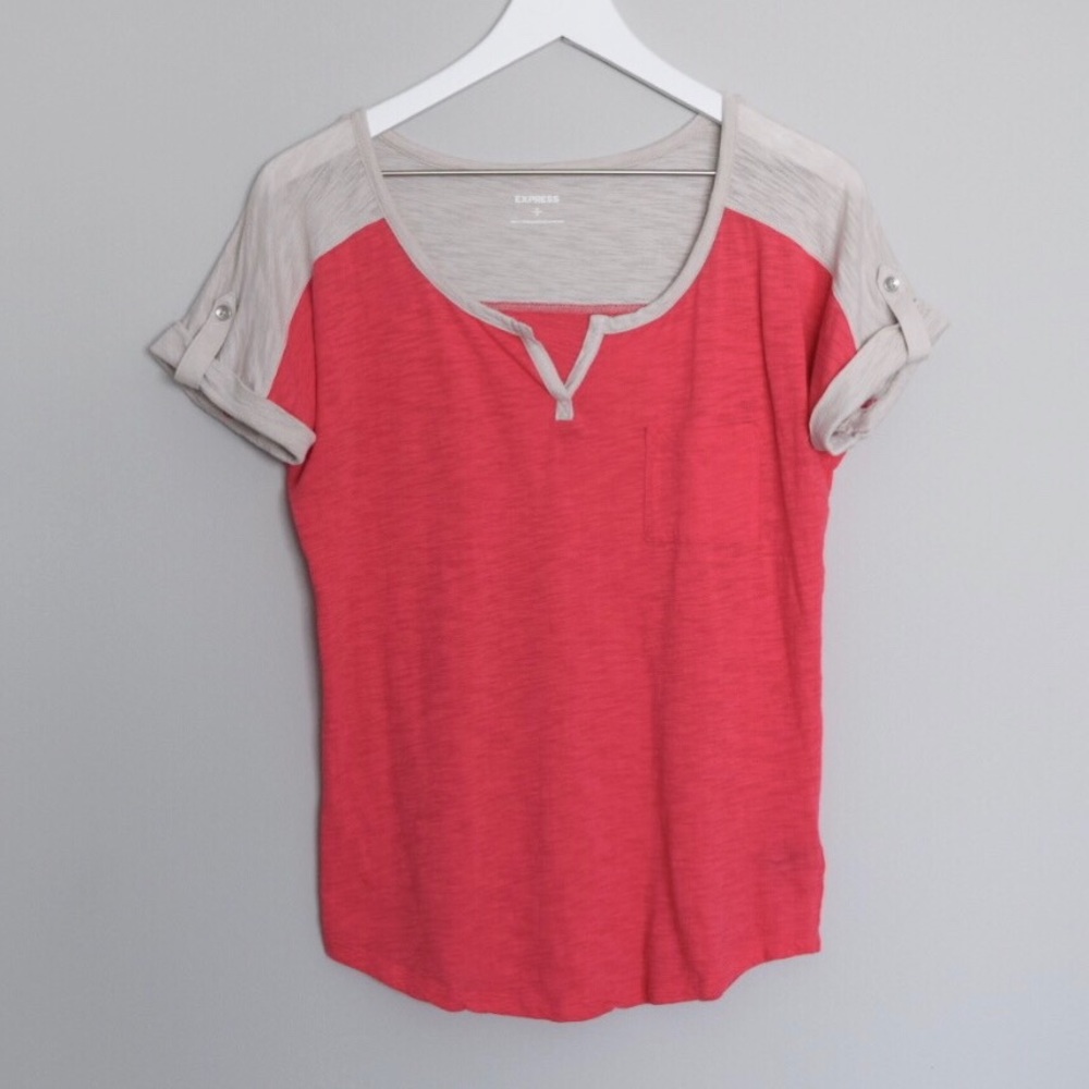 NWOT Express Women’s Neon Burnout Baseball Tee